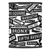 New York Street Signs Black and White Pattern