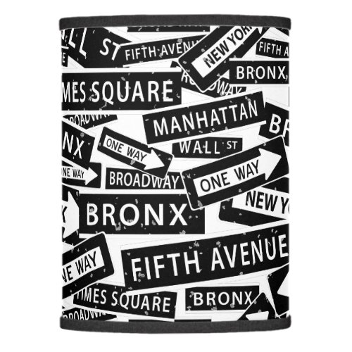 New York Street Signs Black and White Pattern Lamp Shade