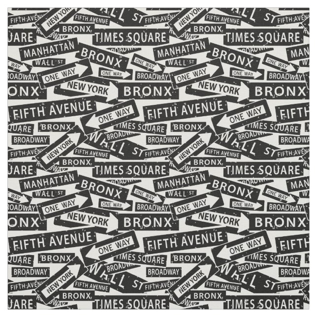 New York Streets, Black and White NYC Pattern Fabric (Swatch)