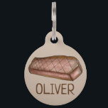 New York Strip Steak Grilled Meat Foodie Brown Tan Pet ID Tag<br><div class="desc">Pet tag design features an original illustration of a classic grilled New York strip steak. Just personalize with the name of your dog or cat. Lots of coordinating pet products are also available from this shop! Don't see exactly what you're looking for? Contact Rebecca to have a product customized just...</div>