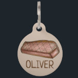 New York Strip Steak Grilled Meat Foodie Brown Tan Pet ID Tag<br><div class="desc">Pet tag design features an original illustration of a classic grilled New York strip steak. Just personalize with the name of your dog or cat. Lots of coordinating pet products are also available from this shop! Don't see exactly what you're looking for? Contact Rebecca to have a product customized just...</div>