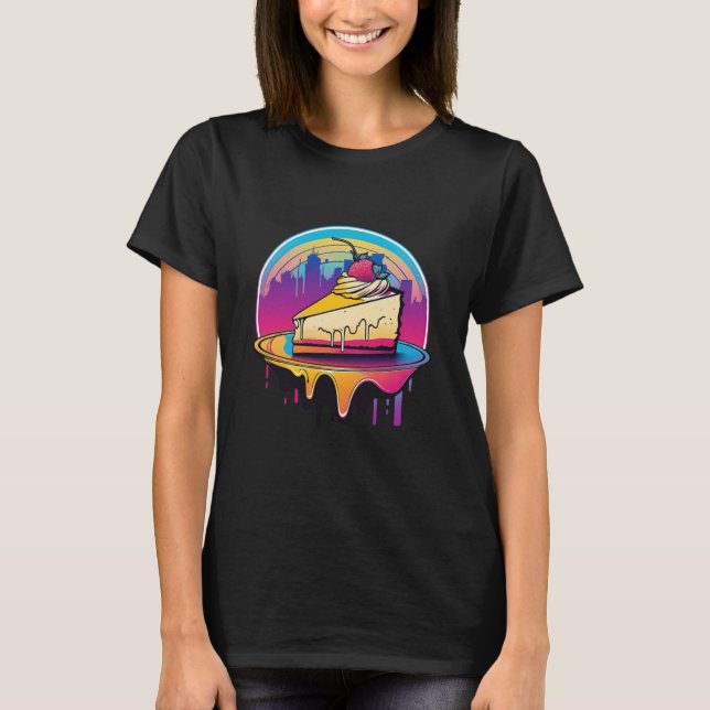 New York Style Cheesecake Synthwave 80s Retrowave  T-Shirt (Front)