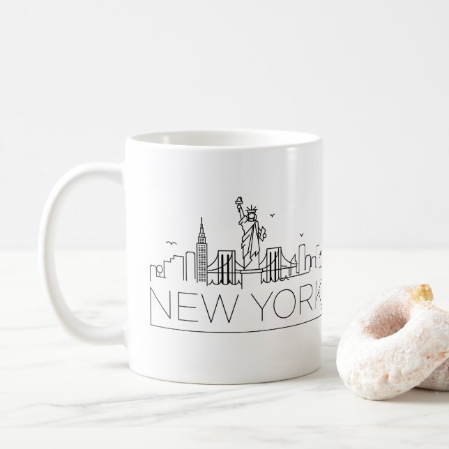 New York Stylized Skyline Coffee Mug (With Donut)
