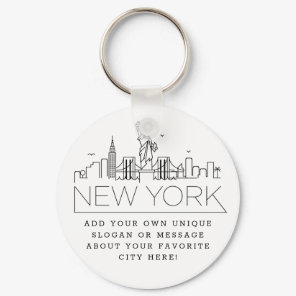 New York Stylized Skyline | Custom Slogan Keychain