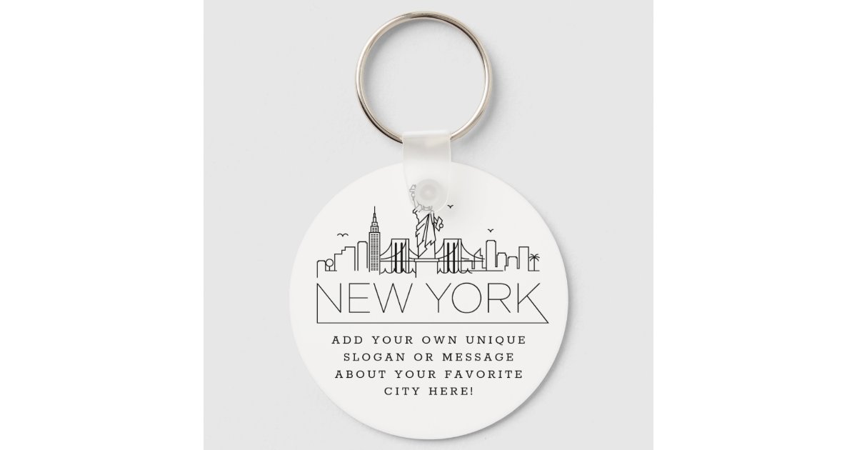 Louisville, KY Stylized Skyline, Custom Slogan Keychain, Zazzle