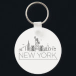 New York Stylized Skyline Keychain<br><div class="desc">A unique key chain representing the beautiful city/state of New York.  
This keychain features a stylized illustration of the city's unique skyline with its name underneath.</div>