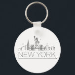 New York Stylized Skyline Keychain<br><div class="desc">A unique key chain representing the beautiful city/state of New York.  
This keychain features a stylized illustration of the city's unique skyline with its name underneath.</div>