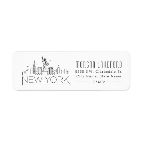 New York Stylized Skyline  Label