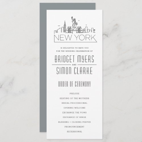 New York Stylized Skyline  Wedding Program