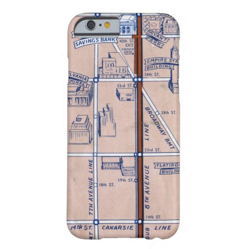 NEW YORK SUBWAY MAP 1940 2 BARELY THERE iPhone 6 CASE