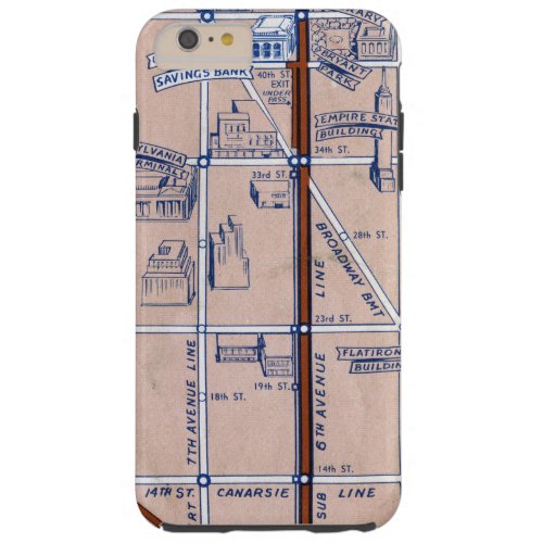 NEW YORK SUBWAY MAP 1940 2 TOUGH iPhone 6 PLUS CASE