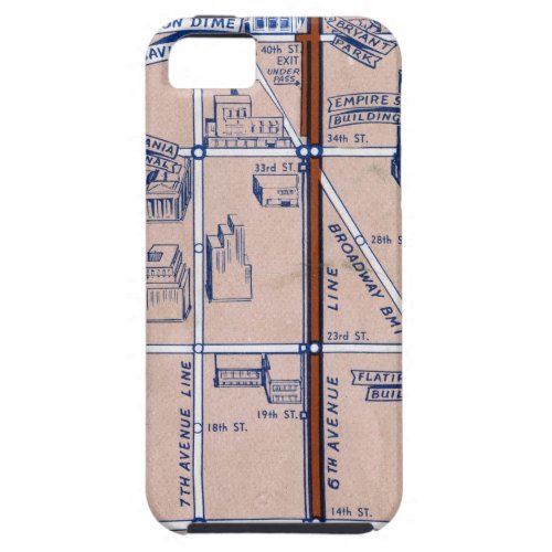 NEW YORK SUBWAY MAP 1940 2 iPhone SE55s CASE