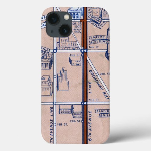 NEW YORK SUBWAY MAP 1940 2 iPhone 13 CASE