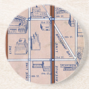 NEW YORK SUBWAY MAP, 1940 2 DRINK COASTER