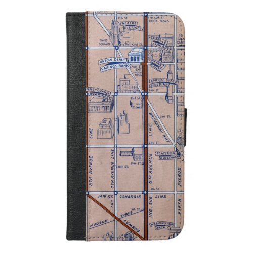 NEW YORK SUBWAY MAP 1940 2 iPhone 66S PLUS WALLET CASE