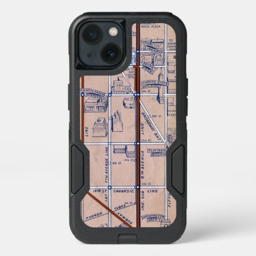 NEW YORK SUBWAY MAP 1940 2 iPhone 13 CASE