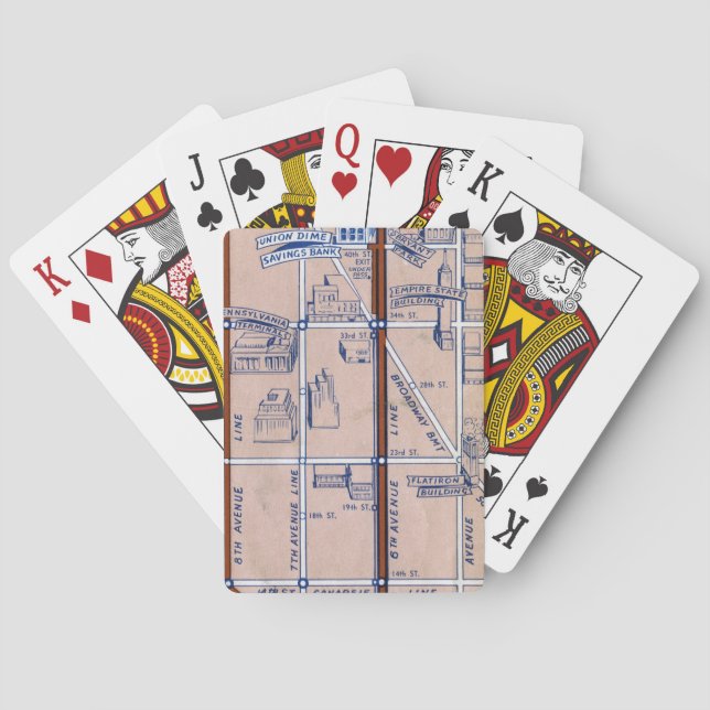 NEW YORK SUBWAY MAP, 1940 2 POKER CARDS (Back)