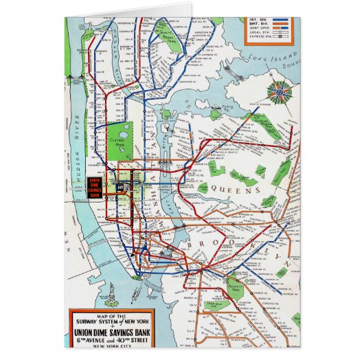 New York: Subway Map, 1940 Cards (Front)