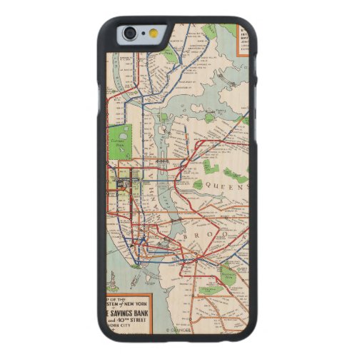 New York Subway Map 1940 Carved Maple iPhone 6 Slim Case