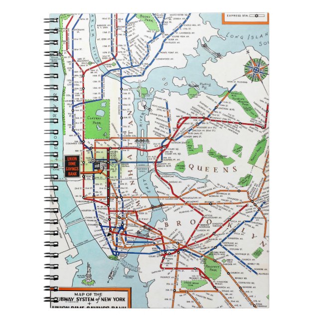 New York: Subway Map, 1940 Notebook (Front)