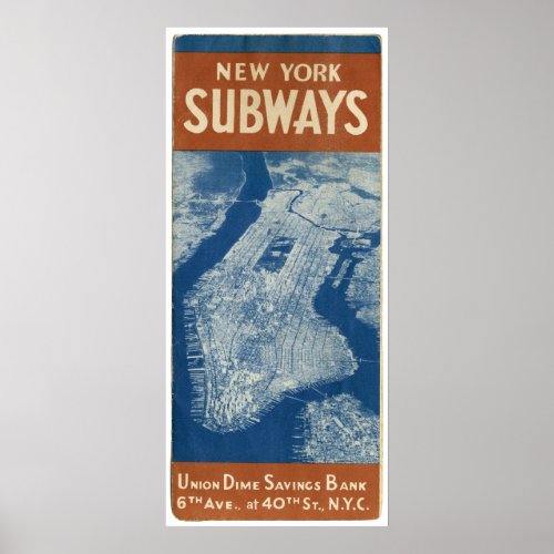 NEW YORK SUBWAY MAP 1940 POSTER