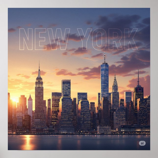 New York Sunset Poster (Front)