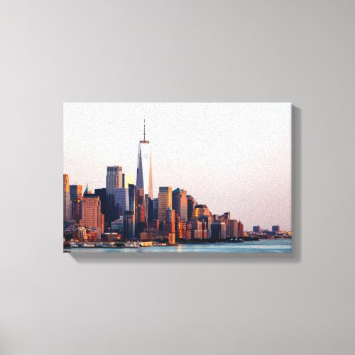 New York Sunset Skyline View of World Trade Center Canvas Print