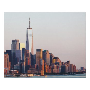 New York Sunset Skyline View Of World Trade Center Faux Canvas Print by iconicnewyork at Zazzle