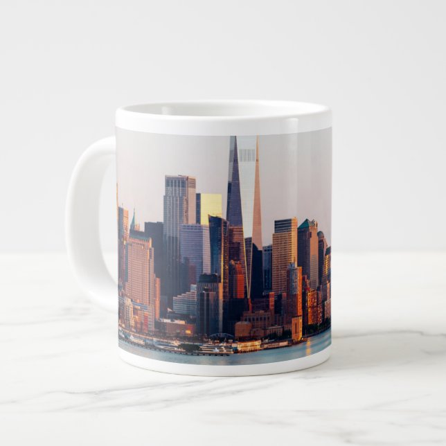 New York Sunset Skyline View of World Trade Center Giant Coffee Mug (Front Left)