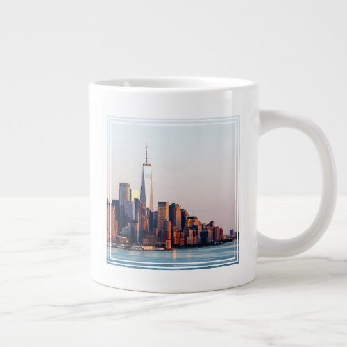 New York Sunset Skyline View of World Trade Center Giant Coffee Mug