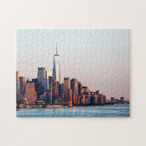 New York Sunset Skyline View of World Trade Center Jigsaw Puzzle