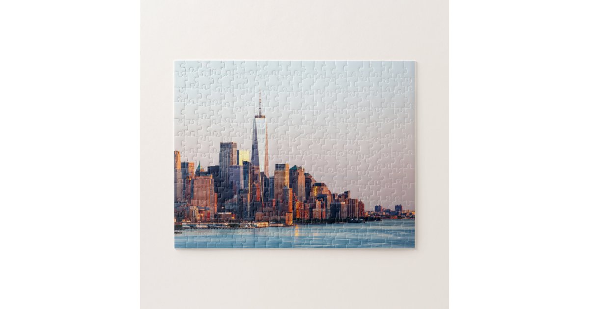 New York Sunset Skyline View of World Trade Center Jigsaw Puzzle | Zazzle
