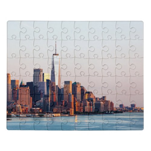 New York Sunset Skyline View of World Trade Center Jigsaw Puzzle