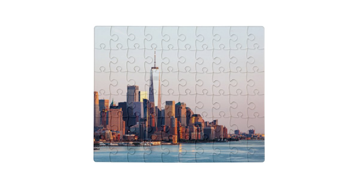 New York Sunset Skyline View of World Trade Center Jigsaw Puzzle | Zazzle