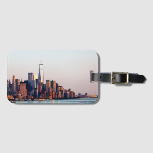 New York Sunset Skyline View of World Trade Center Luggage Tag