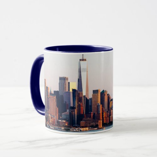 New York Sunset Skyline View of World Trade Center Mug