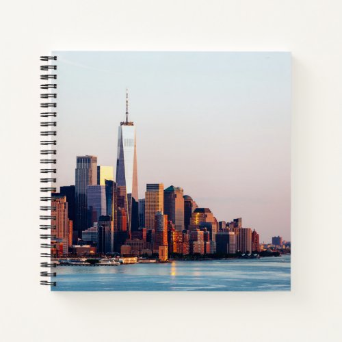 New York Sunset Skyline View of World Trade Center Notebook