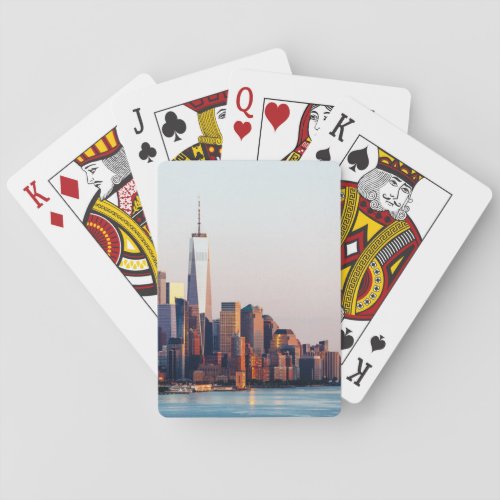 New York Sunset Skyline View of World Trade Center Playing Cards