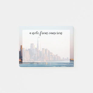 New York Sunset Skyline View of World Trade Center Post-it Notes