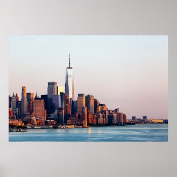 New York Sunset Skyline View Of World Trade Center Poster by iconicnewyork at Zazzle