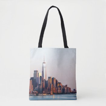 New York Sunset Skyline View Of World Trade Center Tote Bag by iconicnewyork at Zazzle