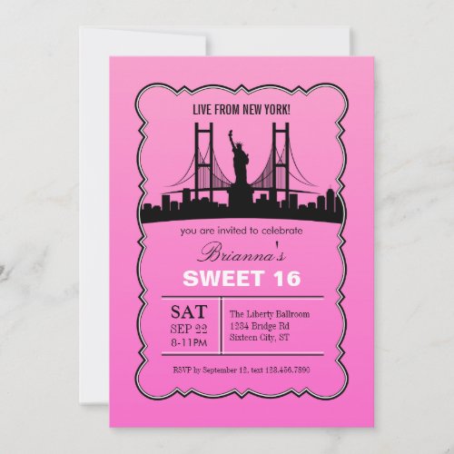 New York Sweet Sixteen Invitation