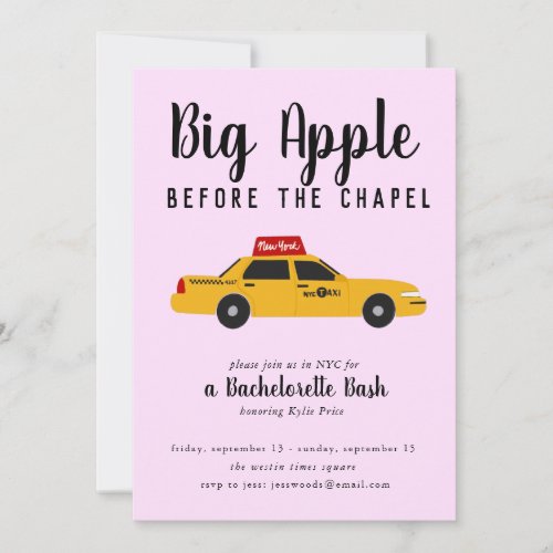 New York Taxi Big Apple Bachelorette Party Invitation