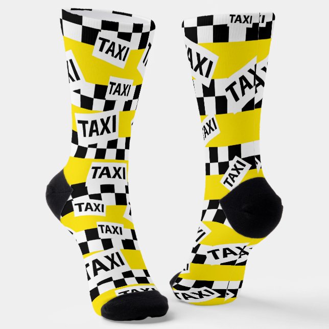 New York Taxi Cab Pattern Yellow Socks (Angled)