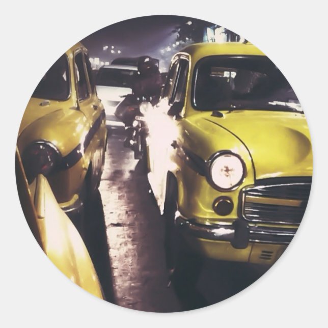 New York Taxi Classic Round Sticker (Front)