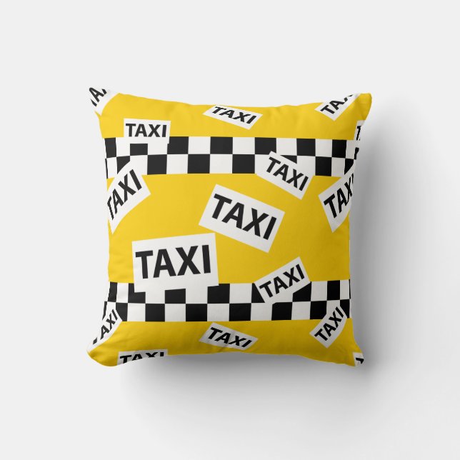 New York Taxi Driver Yellow Taxi Cab Pattern Throw Pillow (Front)