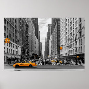 New York Taxi Urban City Color Pop Photography Poster
