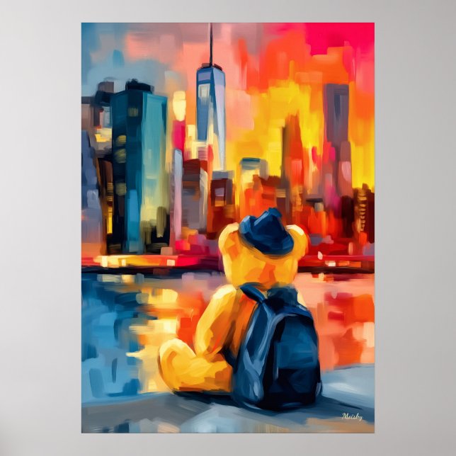 New York Teddy Fauvist Manhattan Skyline Print (Front)