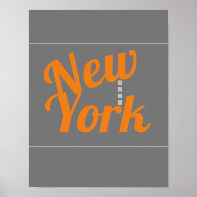 New York text design poster orange and gray modern (Front)