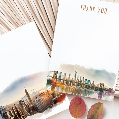 New York Thank You Notes Wedding Watercolor Invitation